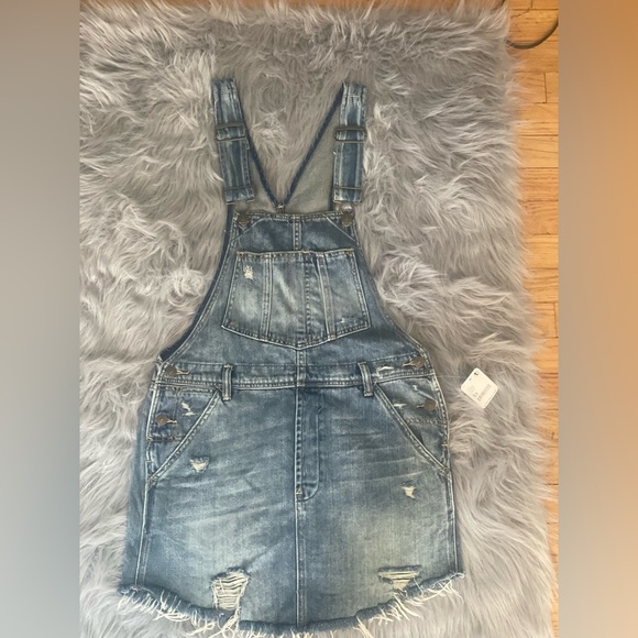 Free People Dresses & Skirts - NWT Free People We the Free Grunge Blue Overalls Dress